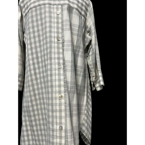 Soft Surroundings Plaid Button Front Tunic Shirt Womens MEDIUM 3/4 Sleeves casua - Picture 3 of 7
